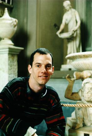 Jeff Abrahamson at the
	Vatican Museum.  Photograph by Dave Skarinsky.